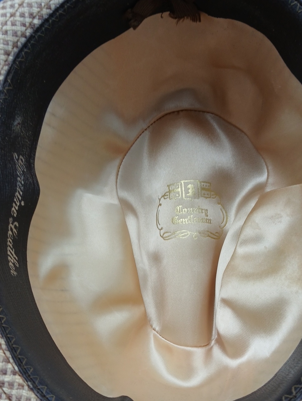 Beige Textured Country GENTLEMAN Woven Fedora Hat 7 1/4 - Picture 2 of 2